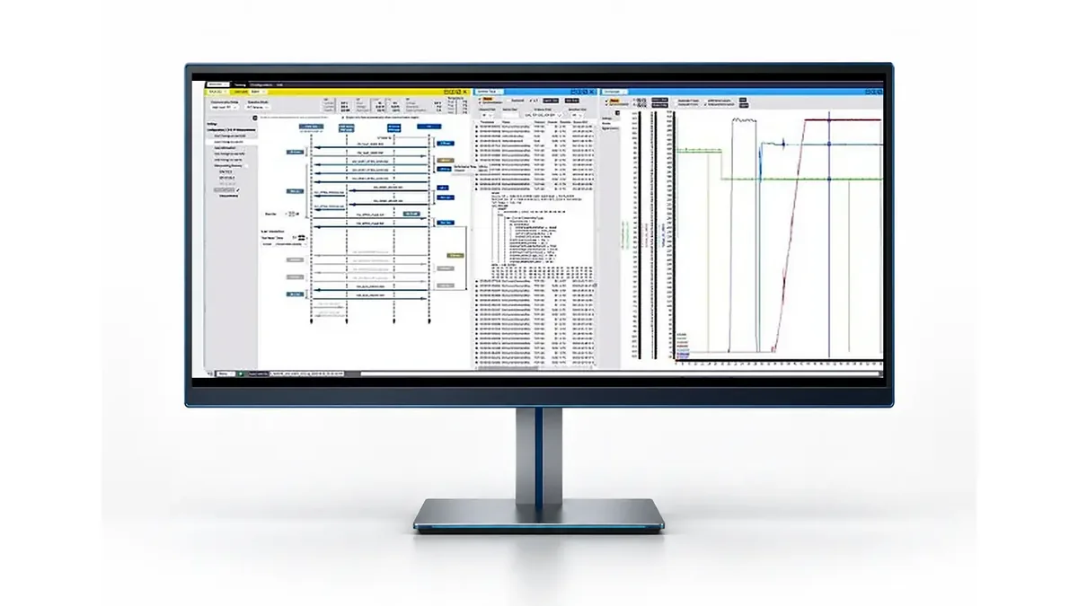 Representative charging analysis view with communication, timing and electrical measurements