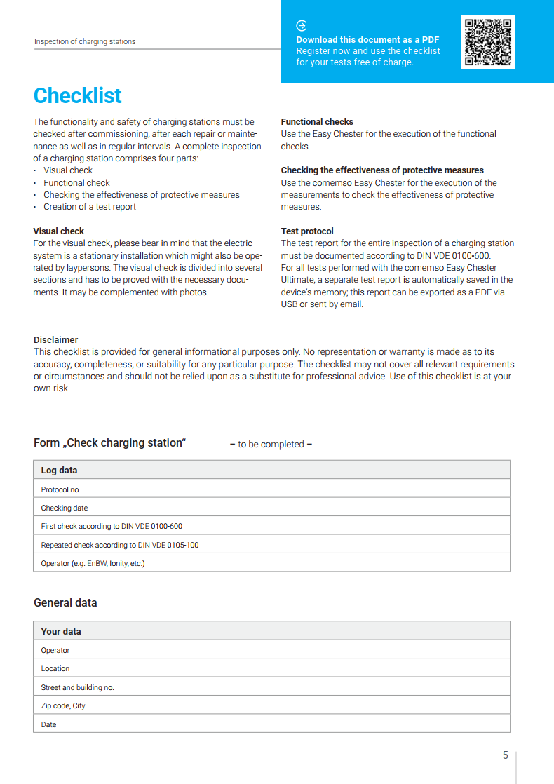 Preview of the English EVSE checklist