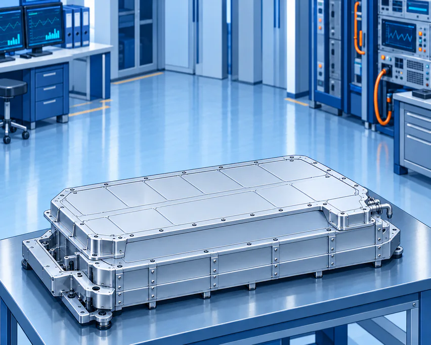Darstellung des montierten Batteriepacks mit geschlossenem Gehäuse