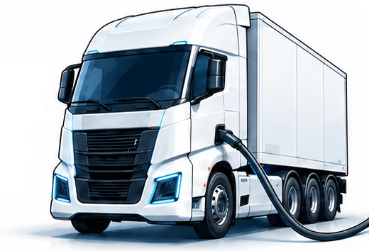 Illustration of a vehicle connected to a charging cable