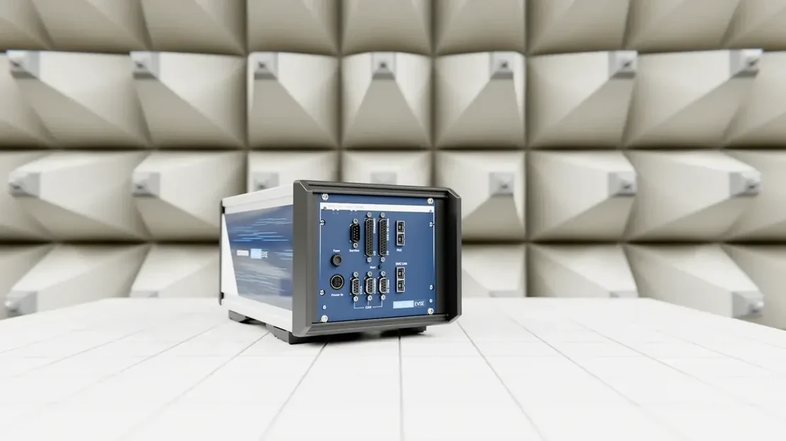 EMC Link positioned on a chamber workbench
