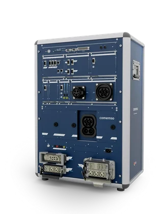 Right-side product view of EVCA Multi Mobile showing portable enclosure and charging interfaces