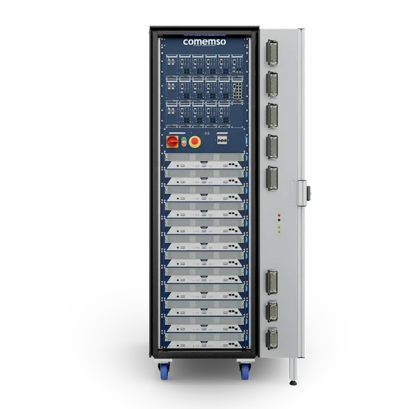 Konfigurationsdarstellung eines BCS Flex-Racks mit geöffnetem Seitengehäuse und Gewindemontageplatte
