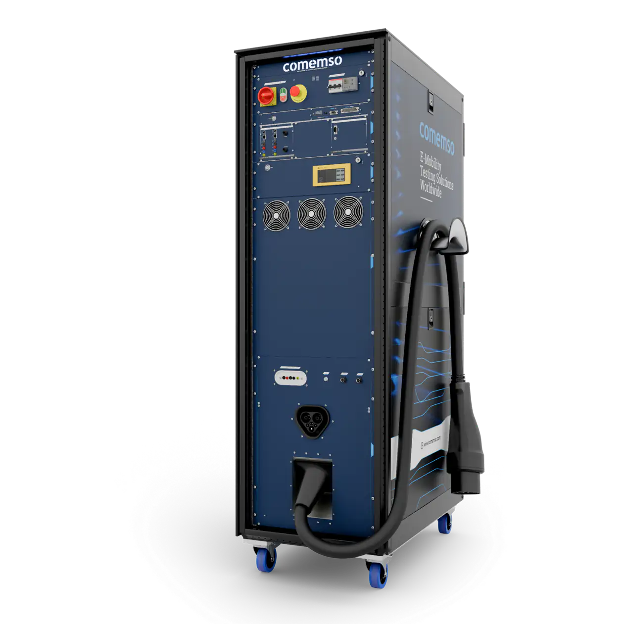 EVCA MCS test rack with charging cable