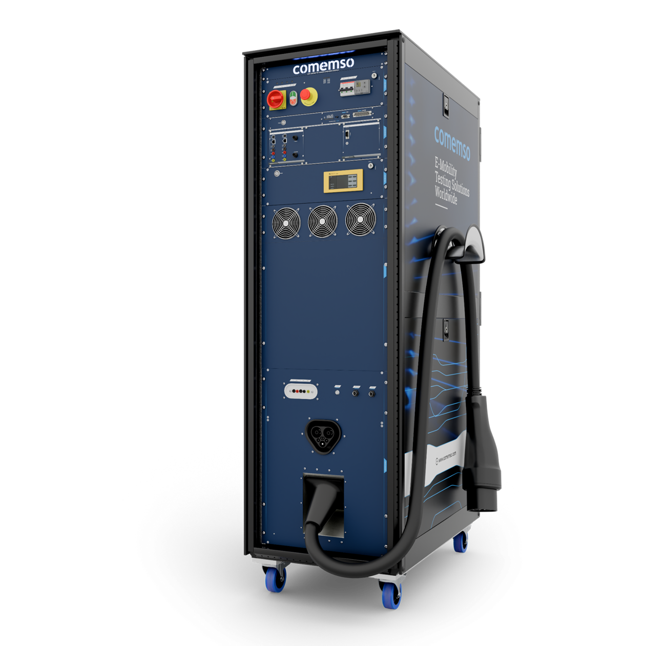 EVCA-MCS-Prüfrack mit Ladekabel