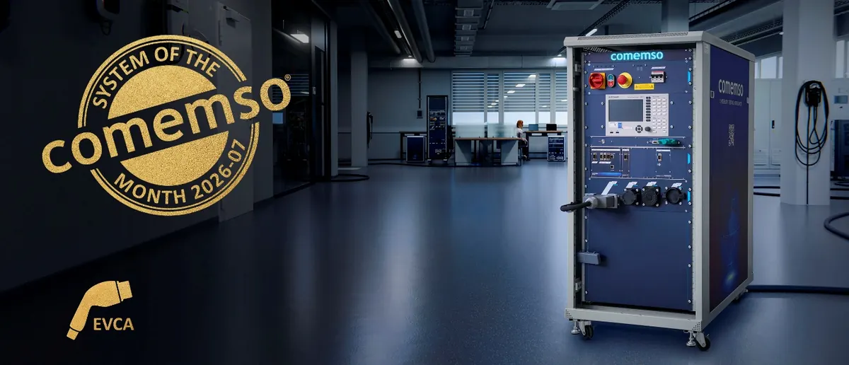 EVCA cabinet for automated AC EVSE End-of-Line testing with electronic load and reference measurement, System of the Month July 2026