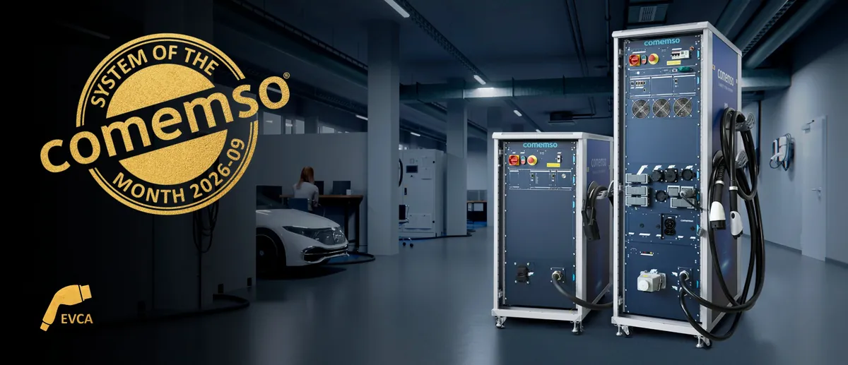 EVCA-System in zwei Racks für EV-Simulation und Man-in-the-Middle in einem Prüfinstitut, System des Monats September 2026