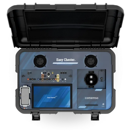 Easy Chester Ultimate mit geöffneter CHAdeMO-Anschlussabdeckung
