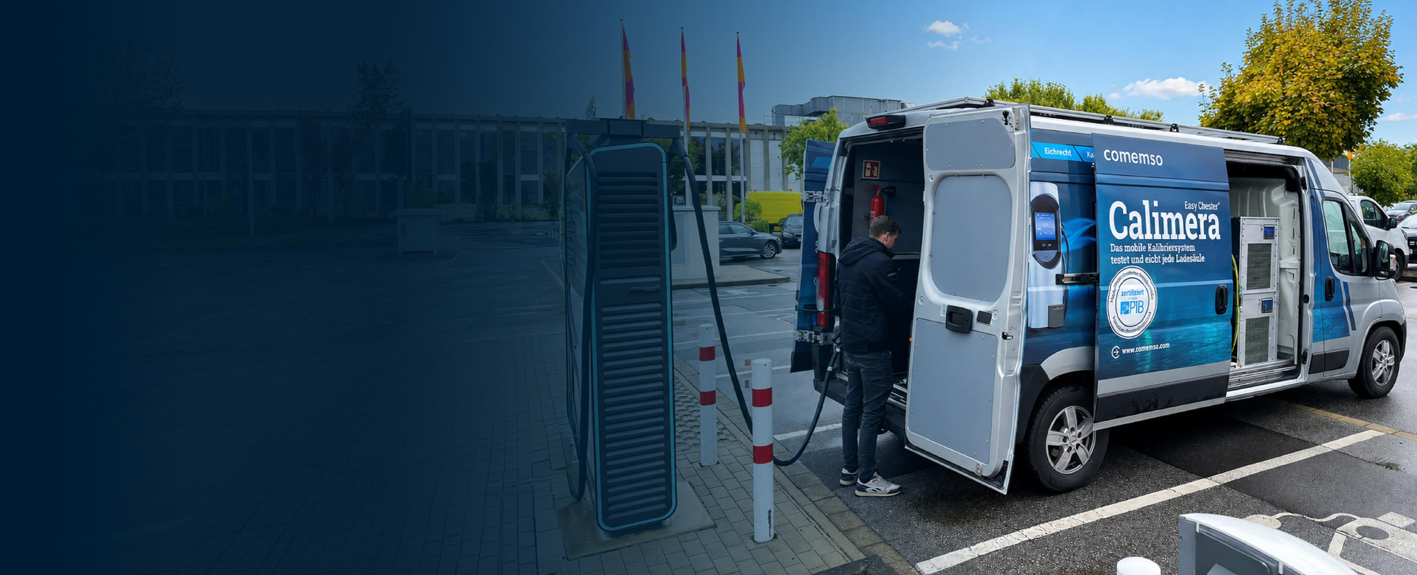Calimera mobile calibration laboratory at a charging station