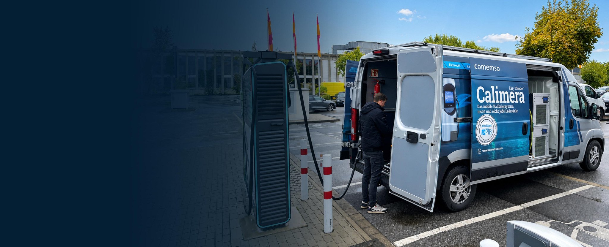 Calimera mobile calibration laboratory at a charging station