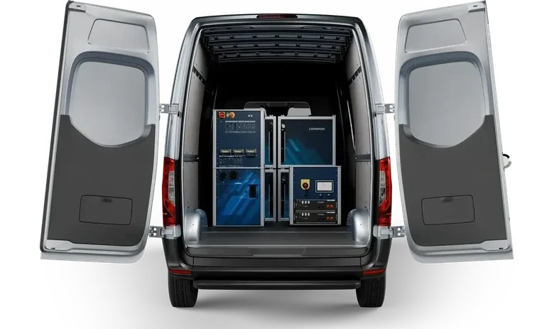 Rear view of the integrated Easy Chester Calimera mobile laboratory